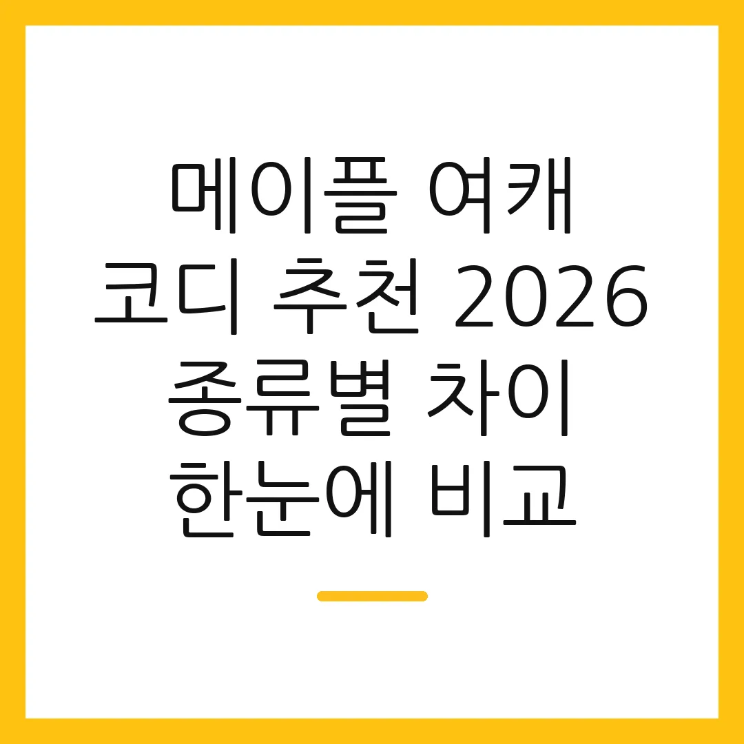 메이플 여캐 코디 추천 2026 종류별 차이 한눈에 비교