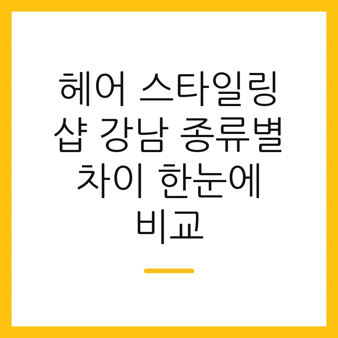 헤어 스타일링 샵 강남 종류별 차이 한눈에 비교